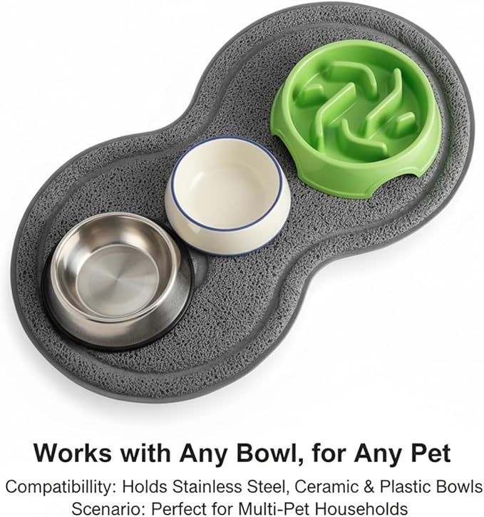 Non-Slip Pet Food Mat, Waterproof Dog Cat Bowl Placemat - Easy Clean Feeding Mat for Hardwood Floors, Tile, Kitchen with Anti-Slip Backing, 1 Large Mat