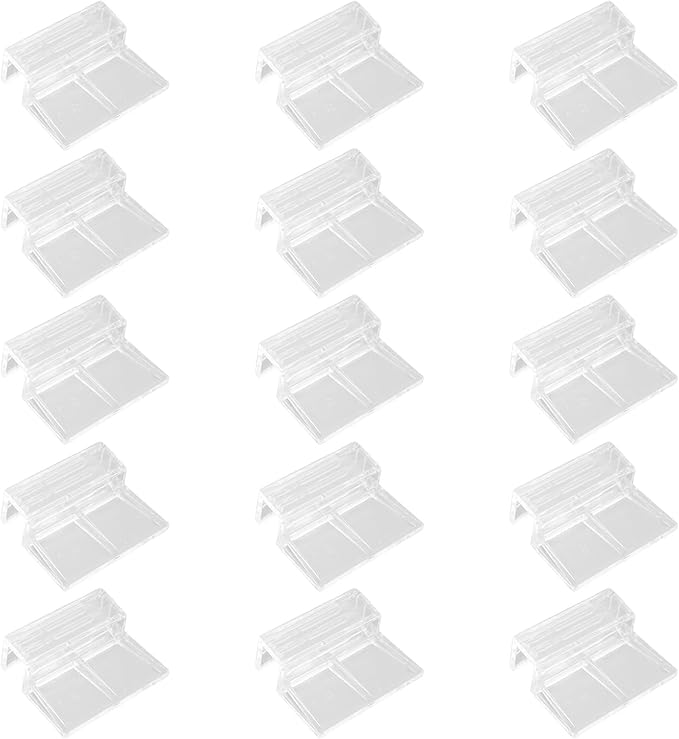 15 Pcs Rimless Aquarium Lid Clips for 11-12mm Glass, Clear Acrylic Aquarium Cover Support Clamps for Fish Tank Lid Holder, Plastic Tank Top Clips for Glass Canopy or Piscine Hoods and Covers