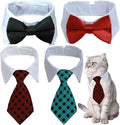 4 Pieces Pets Dog Cat Bowtie Pet Costume Adjustable Formal Necktie Collar for Cats Small Dogs Puppy Grooming Accessories (red/Green)