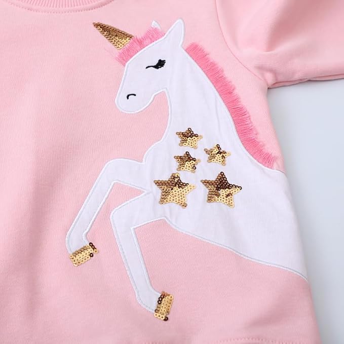 Toddler Baby Girls Cotton Sweater, Long Sleeve Crewneck Sweatshirt Pullover Kids Warm Clothing for Fall Winter