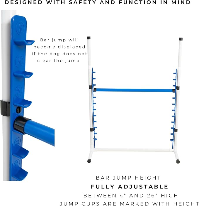 Better Sporting Dogs Premium Starter Dog Agility Set w/Safety-Focused Features | 5Pc Agility Kit | Bar Jump w/Cup Strips | Breakaway Tire Jump | Weave Poles | 10’ Tunnel & Sandbags | Pause Box