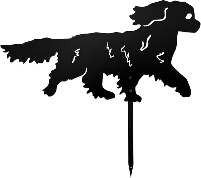 Running Cavalier King Charles Spaniel Garden Statue Gift – Rustproof Metal Outdoor Dog Decor with Garden Stake, Cavalier King Charles Spaniel Gifts for Pet Lovers, Memorial Gifts, Patio Lawn Yard Art