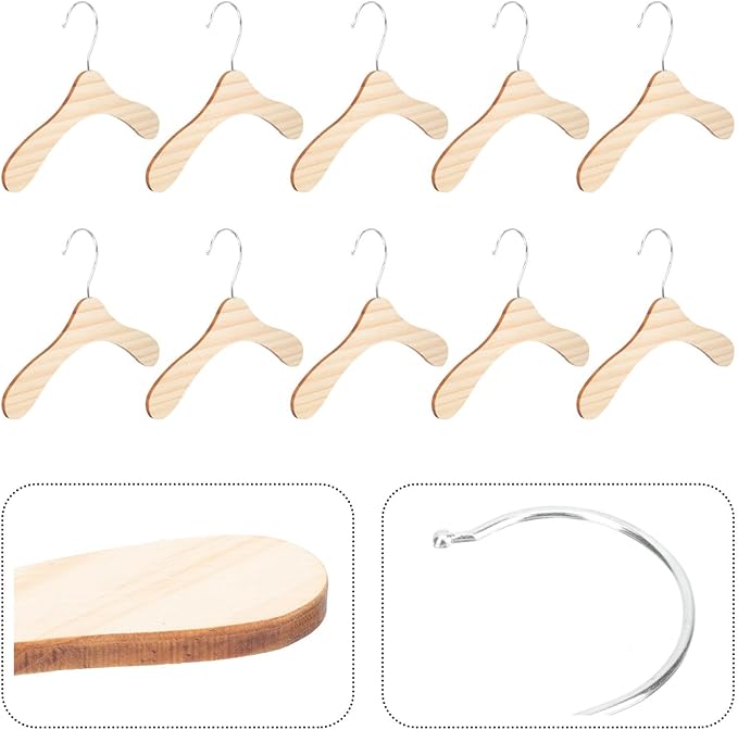 Wooden Dog Clothes Hangers 10pcs 8.66 Inch Sturdy Wear-Resistant Pet Accessory for Small Dog and Cat Clothing Daily Household Use