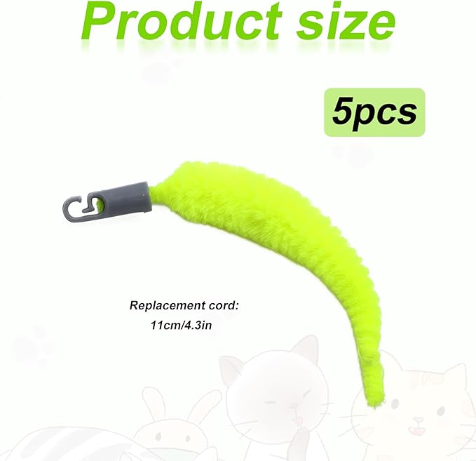 BOXOB 5 Pcs Cat Ball Toy Replacement Tails, Interactive Cat Toy Tail Accessories Cat Toy Automatic Moving Ball Replacement Rope Compatible with 2.0
