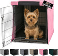 GORILLA GRIP Dog Crate Covers Compatible with Amazon Basics Dog Crates, All Sides Open, Privacy Cover Fits 24" Wire Kennel, Breathable Mesh Windows, Light Reducing Puppy Training Cage Topper, Pink