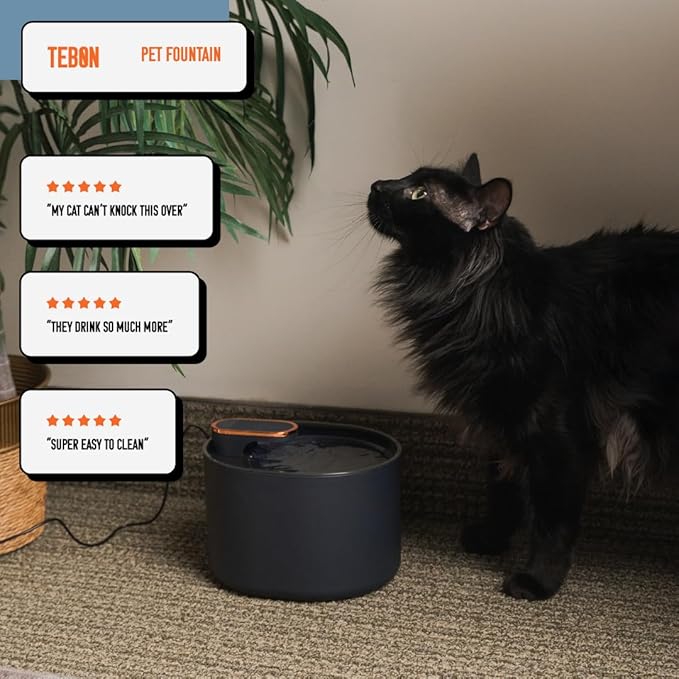Tebon Cat Water Fountain – Automatic Pet Water Dispenser & Drinking Bowl – Versatile Cat Fountain for Cats – Automatic Pet Water Fountain
