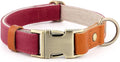 Plutus Pet Genuine Leather & Hemp Dog Collar – Adjustable Heavy Duty Pet Collar with Quick Release Metal Buckle, Soft & Stylish for Puppy and Small, Medium, Large Dogs (Burgundy, M)