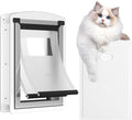 [MAVRICTECH] Cat Door for Door - Cat Door for Exterior & Interior Doors, Steel Frame, Magnetic Double Flaps, 2 Sliding Locks, Weather-Resistant, Fits Cats Up to 15LBS, White