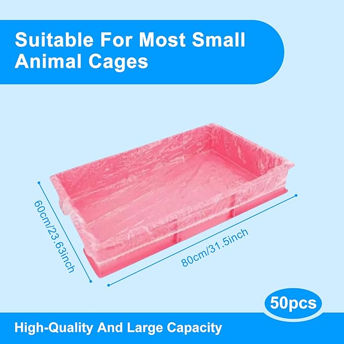 Disposable Cage Liners 50PCS, Plastic Litter Liner Bag for Cage, Cage Toilet Film Cover Litter Liner Bags for Small Animals as Guinea Pig, Hamster, Hedgehog, Bunny, Bird, Rabbit (S(23.6 * 31.5''))