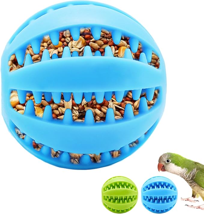 2 Pcs Parrot Feeder Chew Toy Balls, Bird Foraging Interactive Toys, Suitable for Small Animals and Small&Medium Birds,Parakeet,Parrots,Lovebirds,Macaws,Hamsters,Guinea Pigs