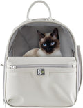 Friends Forever Cat Backpack, Dog Carrier for Small Dogs Travel Bag with Padded Straps, Removable Sherpa Mat, Fully Ventilated, Front Viewing Window, Grey