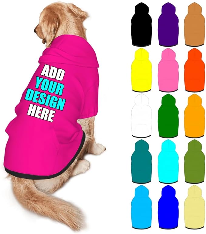 Customized Dog Hoodie with Name Logo Personalized Text Soft & Warm for Puppy Sweatshirt Hooded for Small Medium Large Dogs Girl/Boy Cats/Kitten, DeepPink, S