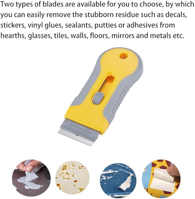 Razor Blade Scrape with 15pcs Extra Blades, Scraper Tool, Razor Blade Retractable, Paint Stripping Tool, Cleaning Tool for Removing Labels, Stickers, Decals, Paint from Glass and Stovetop-WEGAZ