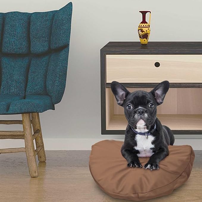 Dog Bed Cover Waterproof Replacement Machine Washable Covers for 30x30 Inch Dog Bed Heavy Duty Scratch Resistant Mattress Protector Pet Bed Round Brown Cover Only