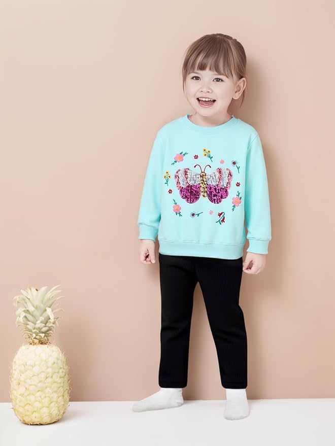 Toddler Baby Girls Cotton Sweater, Long Sleeve Crewneck Sweatshirt Pullover Kids Warm Clothing for Fall Winter
