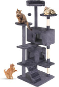 FDW | 54" Cat Tree Tower | Ashy | Multi-Level Indoor Activity Center with Sisal Scratching Posts, Condos, Plush Perches, Hanging Cat Toys | Sturdy, Easy to Assemble | for Kittens & Adult Cats