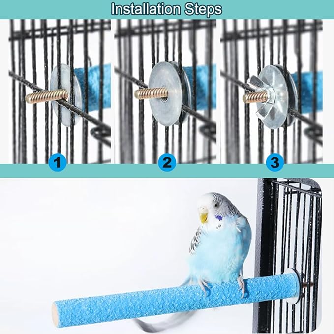 Hamiledyi 4 PCS Parrot Perch Stand Toy 7.9x0.8inch Bird Cage Perch Natural Paw Grinding Stick for Medium Parrots Parakeets Cockatiels Lovebirds Chewing Stick (M)