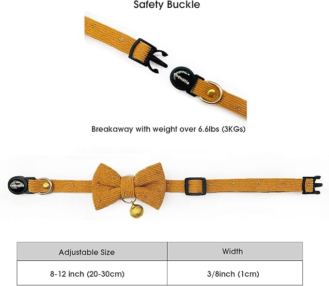 Safety Quick Release Cat Collars, Soft Kitten Collars with Detachable Bow Tie and Bell, Pack of 2, Adjustable 20-30 cm (20-30cm, Wine Red+Xmas Green)