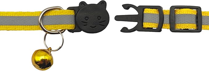 14 Pack Breakaway Cat Collar with Bell, Reflective Kitten Collar for Girl Boy Cats, Safety Buckle Adjustable 7.5-12.5 Inch, 0.4 Inch Width Lightweight, Pet Gifts (Yellow)