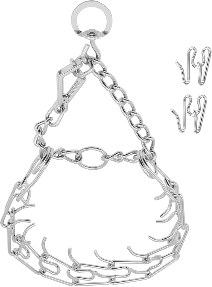 Prong Pinch Collar for Dogs with Quick Release Buckle, Adjustable Training Collar for Small Medium Large Dogs, Helps Prevent Dog from Pulling (3.0mm, Neck Size 19"-21"), Silver