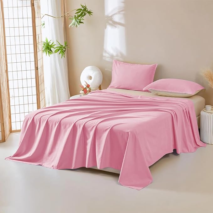 DUJUIKE Waterproof Bed Cover for Dog and Cats,Pet Hair Resistant Bed Sheet Cover, Protective Bed Liner Cover with 100% Waterproof Breathable Thin Fabric (Pink, King 98 * 90 inch)