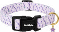 Dog Collar for Medium Dogs, Spring Purple Dog Collars with Flowers Pattern, Adjustable Cotton Dog Collars, Cute Girl or Boy Dog Collar Ideal for Gifts,Pet Accessory