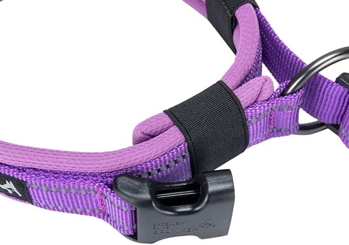 EXCELLENT ELITE SPANKER Reflective Dog Collar Classic Soft Padded Breathable Nylon Adjustable Pet Collar with Quick Release Buckle for Boy Girl Male Female Small Medium Large Dogs Training(Purple-XL,)
