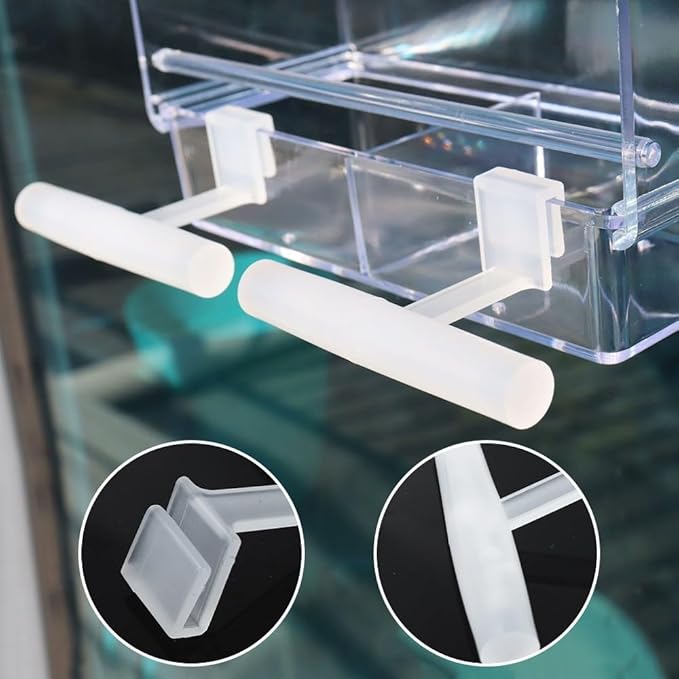 2PCS Bird Perch Stands, Acrylic Parrot Feeder Playstand Window Bird Feeder Accessories for Blue Jay Cardinal Goldfinch Chickadees