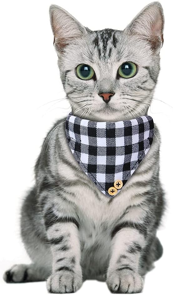 Faleela Cat Collar Bandana Bells Set - 2 Pack Set Cat Collar Breakaway with Cute Bow Tie and Bell, Adjustable from 7.8-10.5 Inch, Soft and Comfortable for Kitty and Some Puppies