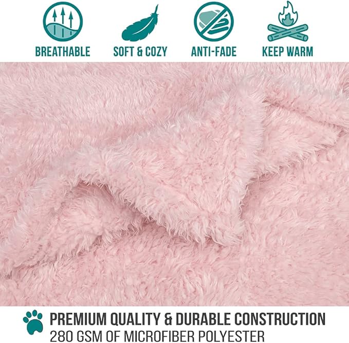 PetAmi Dog Blanket for Small Dogs Pink, Fluffy Soft Puppy Blanket, Sherpa Fleece Cat Blanket for Kitten Doggie, Calming Pet Blanket Throw for Couch Sofa Bed Washable, Small 24x32