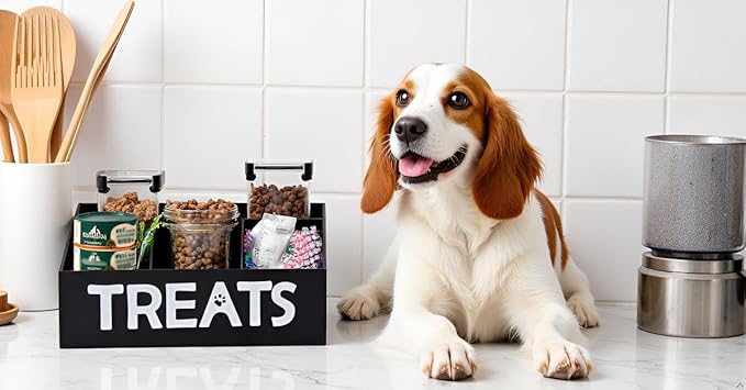 Morezi Dog Food Organizers Storage cat Treat jar Organizer Great for organizing pet Dogs Cats Birds Animal Cookie Snack in Kitchen countertop Closet Black