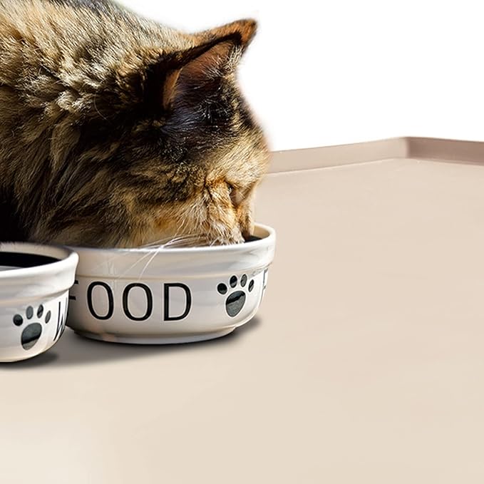 Dog Food Mat,Silicone Waterproof Food Tray,Non Slip Pet Bowl Mats Placemat,1" Raised Edge,Suitable for Most Small and Medium Sized Pets,32" x 24"