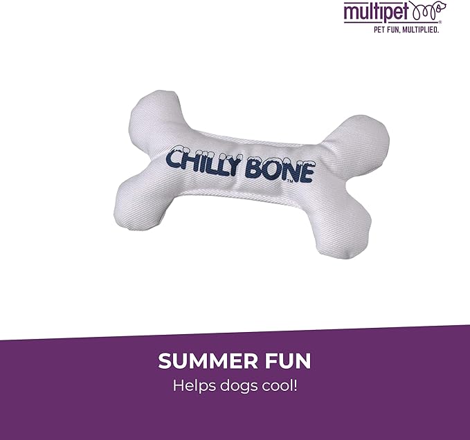 Multipet Chilly Bone Dog Toy - Vanilla-Scented Canvas Freezable Teething Toys - Frozen Toy for Chewing & Playing - Freezable Dog Toys (1 Count, 7”)