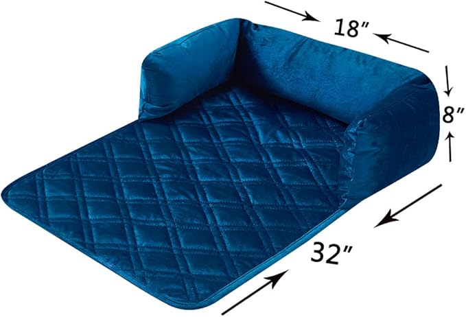 Brilliant Sunshine Premium Calming Dog Bed Mat, Silky Velvet, Removable Washable Cover, Cushion Protector and Couch Covers for Dogs, Pets, Cats, Small, Dark Blue