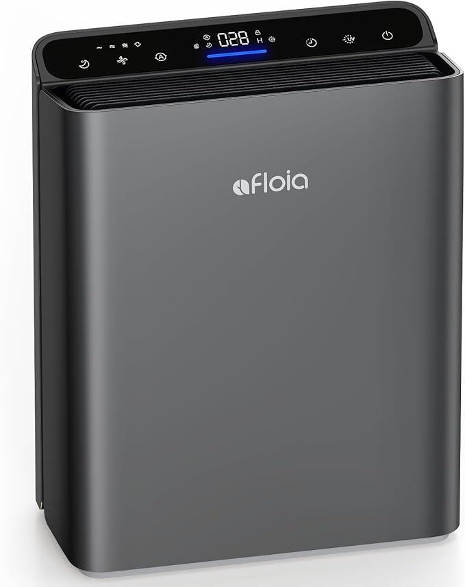 Afloia Air Purifiers for Bedroom - Air Purifiers for Home Large Room Up to 2000Ft², 3-Stage Filter with Laser Air Quality Sensor for Pets Hair Dander Pollen Allergies Dust Mold Odor Smoke, Grey