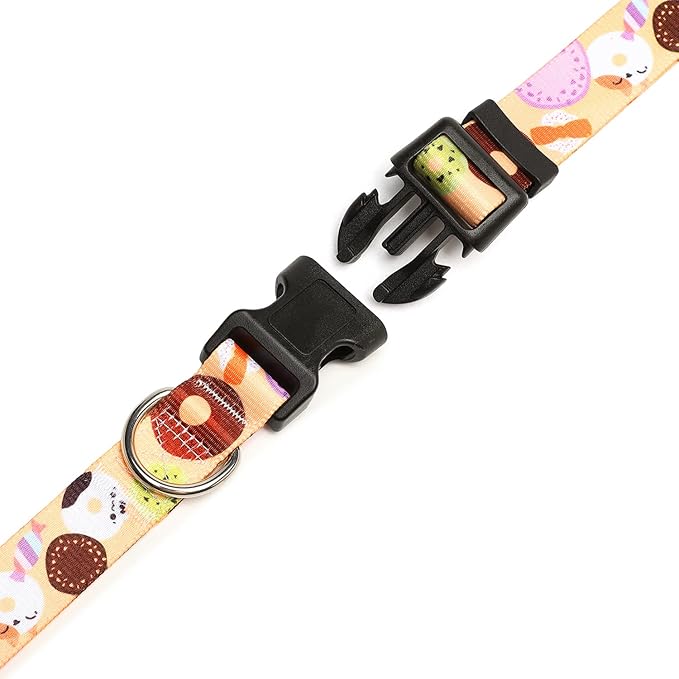 Mercano Adjustable Dog Collar - Special Design Patterns, Soft Nylon Comfortable Sturdy Pet Collar for Small Medium Large Dogs (M, Beige Cookie)