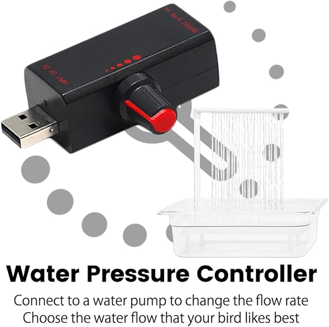 Parrot Bathtub, USB Electric Large Bird Bathtub Shower with Water Pressure Controller, Automatic Pet Bird Bath for Parakeet, Cockatiel, African Grey, Cockatoo, Bird Case Accessories, Bird Toys