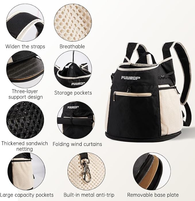 Backpack for Dog Accessories Small Dog cat go Out Bag Break Free Walk Dog Dirty pet Backpack Car Bag (Beige, Small)