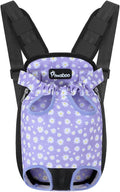 Pawaboo Pet Carrier Backpack, Adjustable Pet Front Cat Dog Carrier Backpack Purse Travel Bag, Legs Out, Easy-Fit for Traveling Hiking Camping for Small Medium Dogs, Small, Black & Purple Daisy