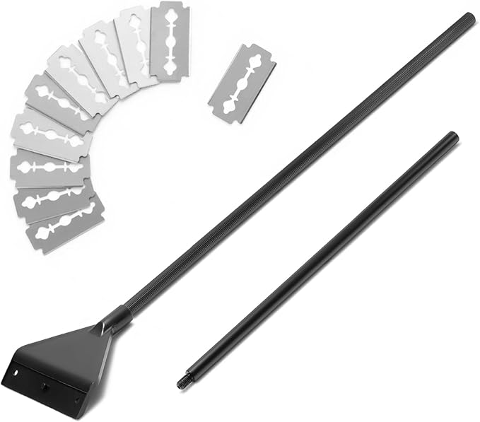 CXY Aquarium Algae Scraper for Glass, 21.5" Fish Tank Cleaner with 10 Stainless Steel Blades - Long Handle Scraper Tool, Essential Fish Tank Accessories & Cleaning Kit