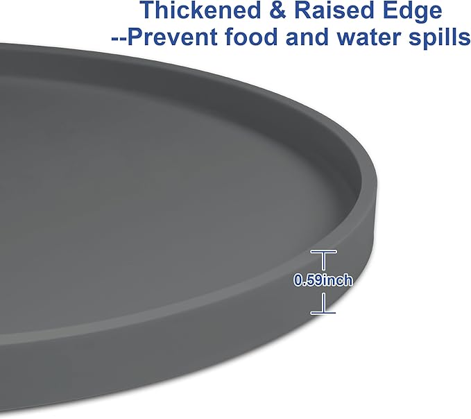 4 PCS Thickened Pet Silicone Food Mat, Nonslip Waterproof Cat Dog Feeding Bowl Mats with Raised Edges for Food and Water Prevent Spills, Round Eating Tray for Floors, Puppy Kitten, 10'' x 10''