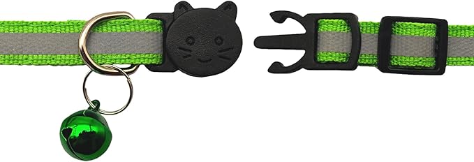 14 Pack Breakaway Cat Collar with Bell, Reflective Kitten Collar for Girl Boy Cats, Safety Buckle Adjustable 7.5-12.5 Inch, 0.4 Inch Width Lightweight, Pet Gifts (Light Green)