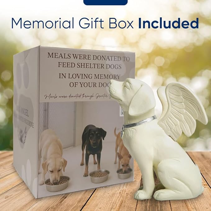 iHeartDogs Dog Memorial Gifts - Dog Angel Statue Garden Solar Light - Pet Memorial Figurine