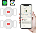 Bluetooth Dog Tracker Tag, Pet Tracker for Dogs with Silicone Collar Holder, Works with Apple Find My & Android Find Hub, IP65 Waterproof Anti-Lost Locator, White 2 Pack