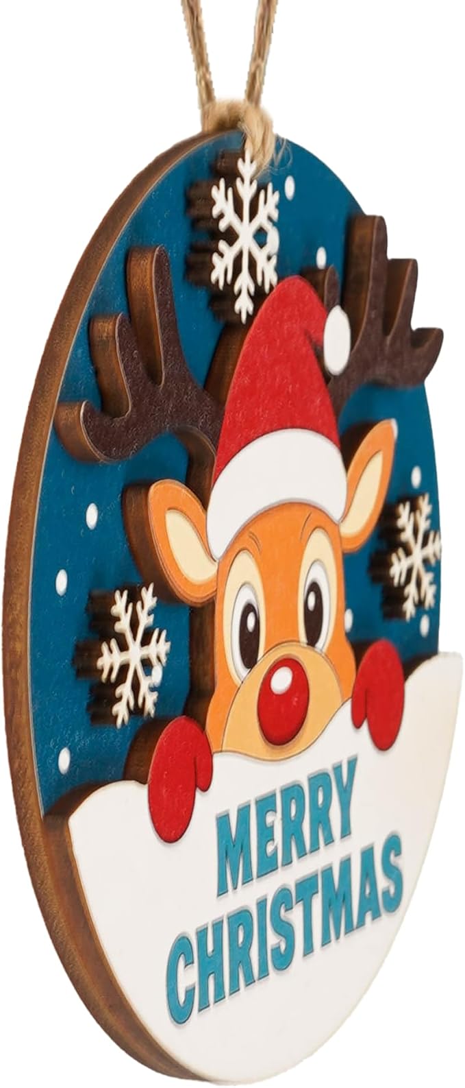 Merry Christmas Ornament, Funny Rustic Christmas Ornament, Cute Reindeer Ornaments, Wooden Holiday Decor, Adorable Reindeer Christmas Tree Hanging, Rustic Merry Gift Idea For Friends Family 2025