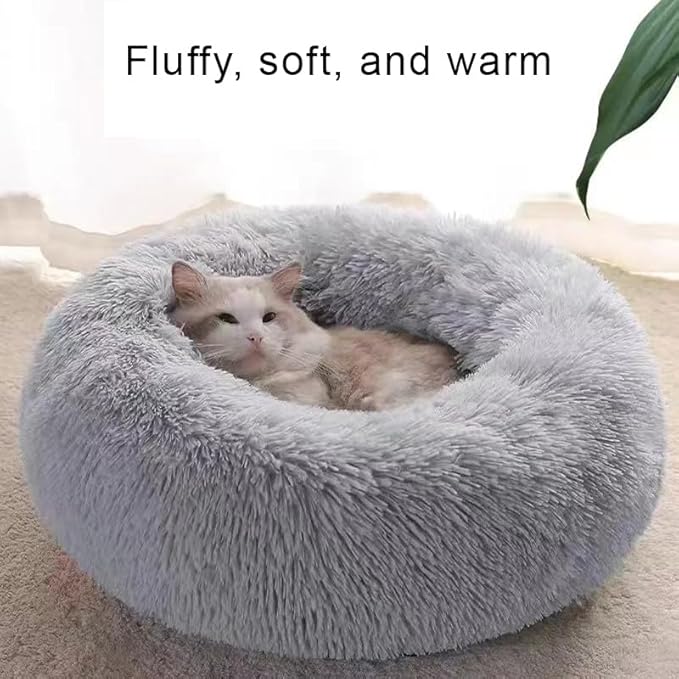 Nisrada Dog Bed for Small Medium Large Dogs, 24 inch Calming Dogs Bed, Washable-Round Cozy Soft Pet Bed for Puppy and Kitten with Slip-Resistant Bottom