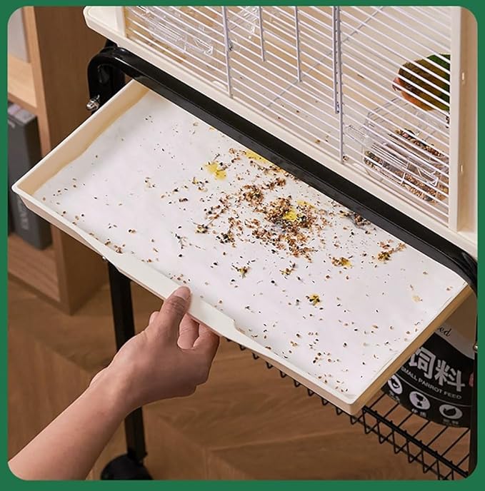 Firdnyohs 100PCS Bird Cage Liner Papers, Disposable Cage Paper Liners Precut Absorbent Cushion Pad Mat Accessories for Pet Bird Parrot (White)