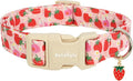 Strawberry Dog Collar, Cute Pink Dog Collars for Medium Dogs, Sweet Fresh Style Pet Collar Medium Dog Collars, Puppy Collar with Quick Release Buckle for Girl Boy Dog-M