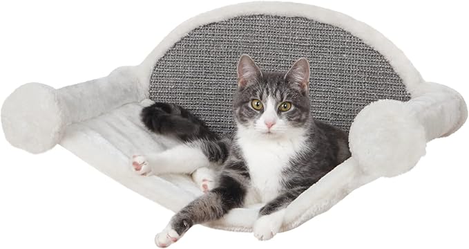 Trixie Liam Wall Mounted Cat Furniture - 3pc Cat Wall Scratcher - Climbing Shelves, Plush & Sisal Covered Condo, Hammock, and Step - Gray