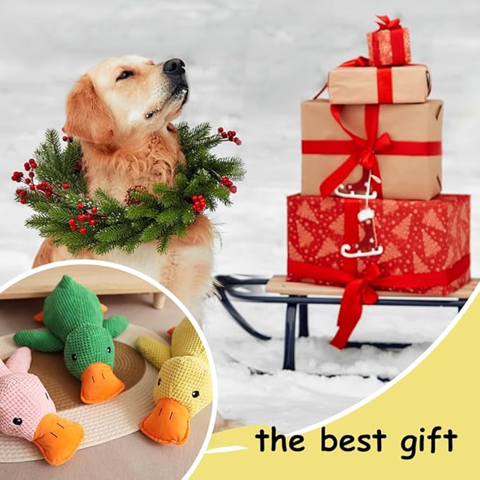 2025 Upgraded Dog Toys, New Durable Calming Duck Toys, Dog Toys for Aggressive Chewers with Soft Squeaker, Fun for Indoor Puppies and Senior Pups (Green, L-11.4 * 13.5in)